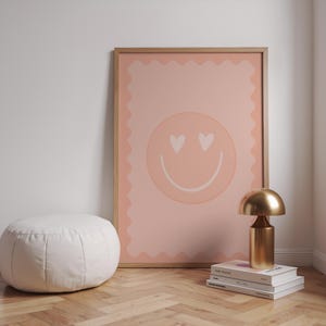 Happy Face Print, Retro Happy Face Printable, Dopamine Decor, Modern Playroom Art, Colourful Wall Art, Kids Wall Art, Playroom Print