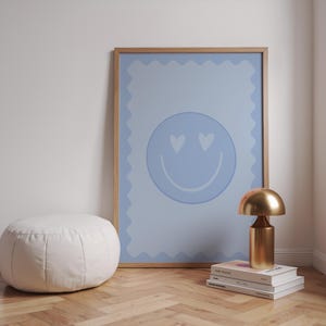 Happy Face Print, Retro Happy Face Printable, Dopamine Decor, Modern Playroom Art, Colourful Wall Art, Kids Wall Art, Playroom Print