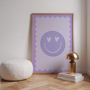 Happy Face Print, Retro Happy Face Printable, Dopamine Decor, Modern Playroom Art, Colourful Wall Art, Kids Wall Art, Playroom Prints