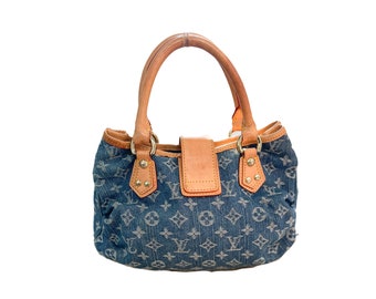 LOUIS VUITTON Vintage Monogram Denim Mini Pleaty Raye Blue 