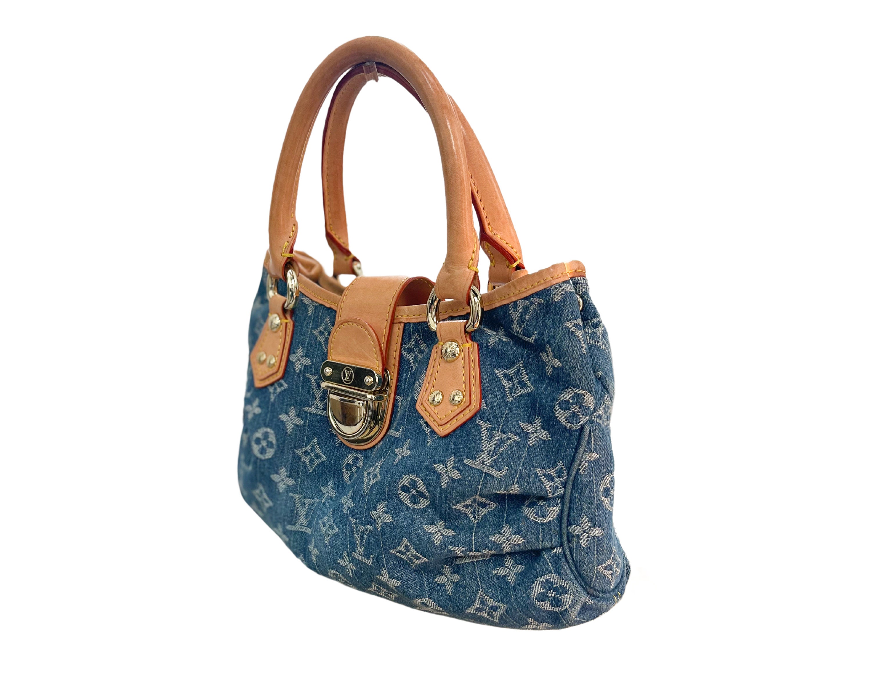 Louis Vuitton Pleaty Green Denim Bag ○ Labellov ○ Buy and Sell