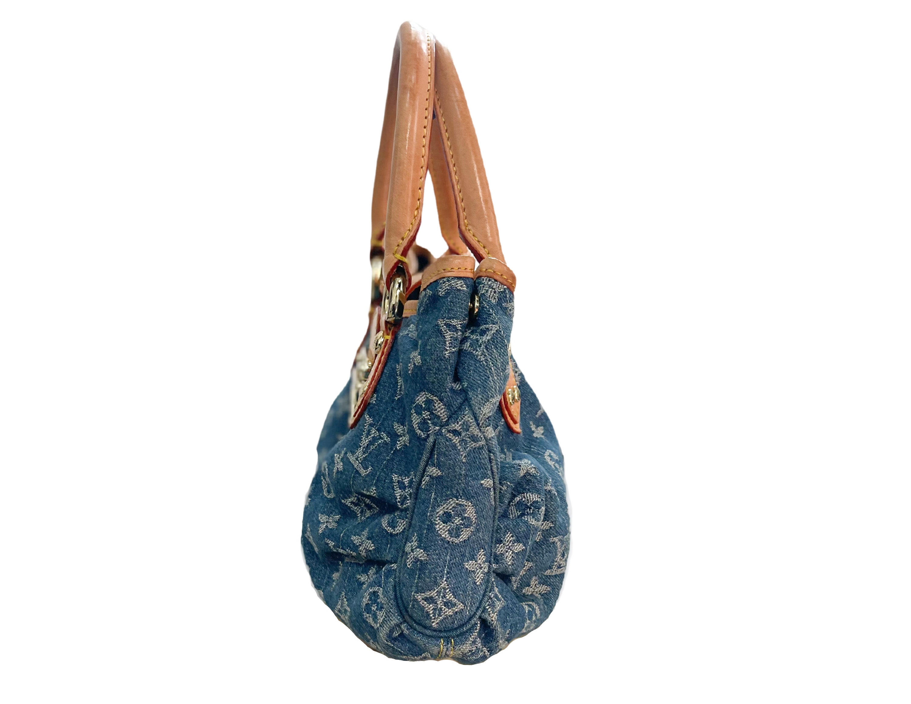 Pleaty handbag Louis Vuitton Blue in Denim - Jeans - 34738910