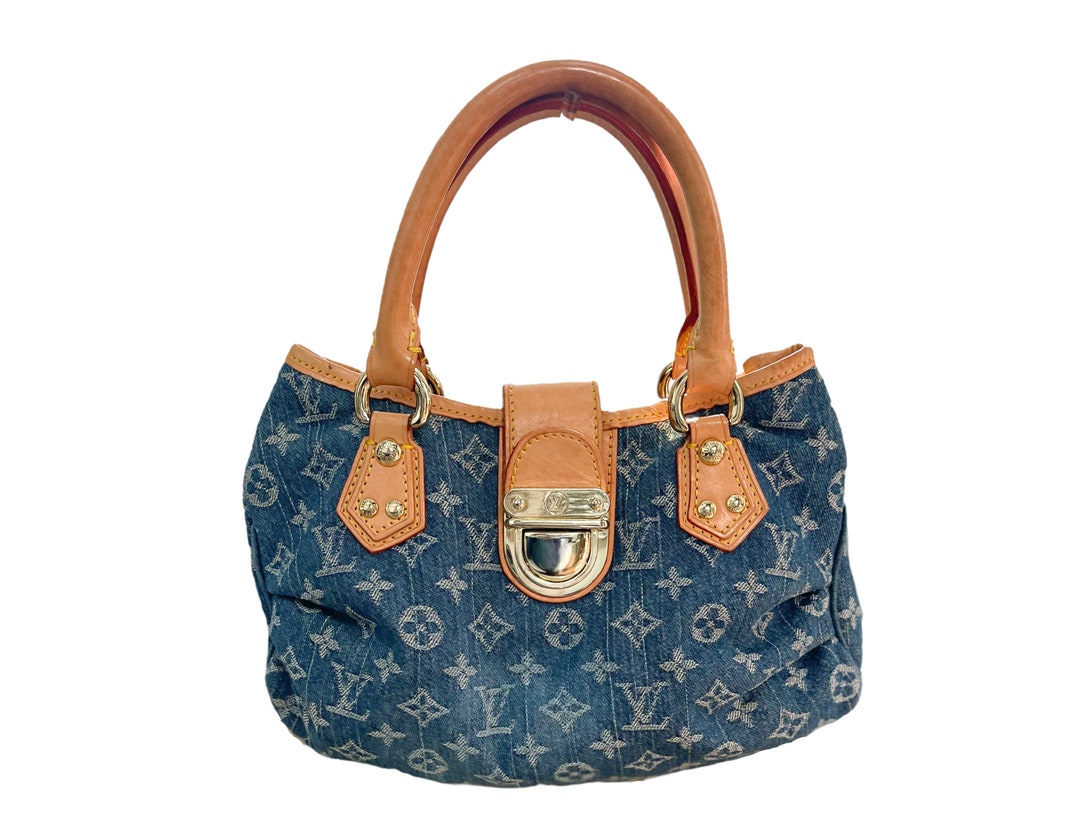 LOUIS VUITTON Vintage Monogram Denim Mini Pleaty Raye Blue 