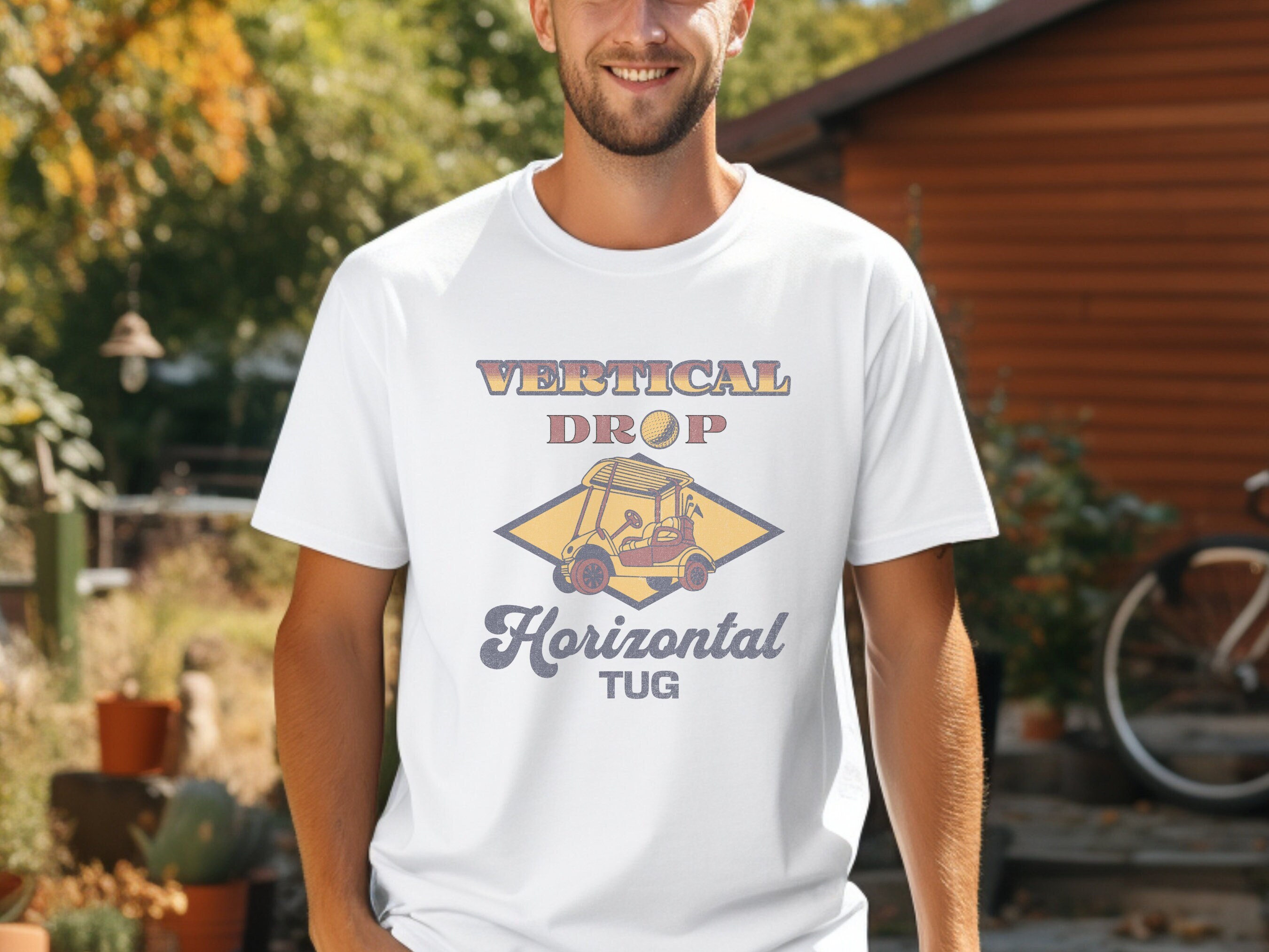 Funny Golfing T-shirt With Vertical Drop Horizontal Tug Quote
