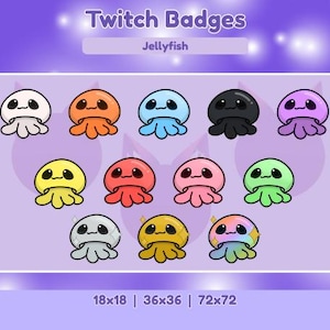 12 Twitch Sub Badges | Jellyfish | Animal | Cute | Stream