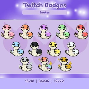 12 Twitch Sub Badges | Snake | Animal | Cute | Stream