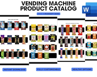 Customizable Vending Machine Product Catalog | Vending Snack Catalog | Editable In Word | Vending Product List | Vending Business