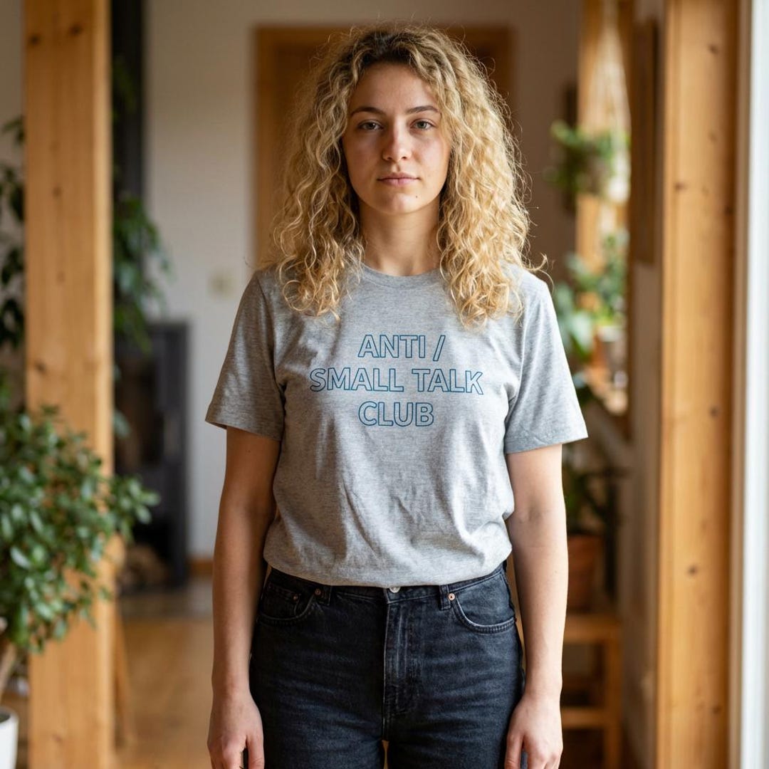 ANTI - SMALL TALK Club Tee | Outline Text Shirt, Minimalist Typography ...