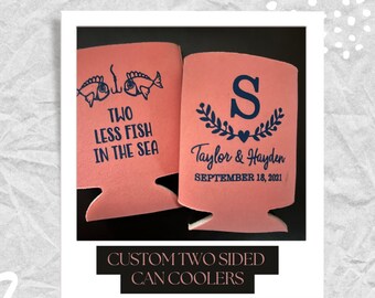 Custom Wedding Can Cooler - Wedding Favors, Insulated, Beer Huggers, Beer Holder, Beverage Insulators, Beer Cooler, 2 sided