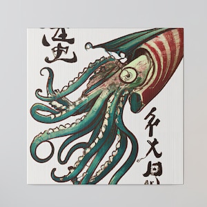 Anime Wall Art-Squid Poster-Anime Wall Decor-Ukiyo E Print-Ukiyo Print-Ukiyo Art-Ukiyo Gifts-Squid Art-Japanese Art-Japanese Gifts-Wall Art