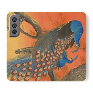 Samsung Wallet / Bird Art / Samsung Phone Case / Samsung S22 Case / Peacock Decor / Folio Case / Galaxy S22 / Peacock Print / Japandi / Watercolor