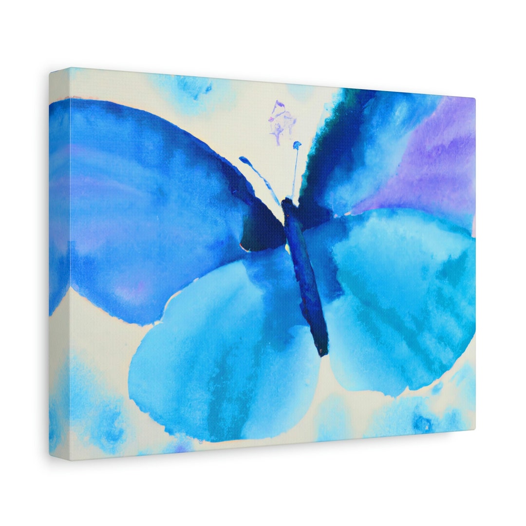 Blue Butterfly Canvas Wall Art: Watercolor Insect Print - Etsy