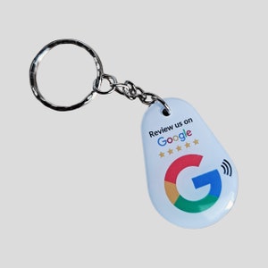 Witte NFC-sleutelhanger van Google Review, sleutelhanger, geef je Google-recensies een boost, tik op recensies, witte NFC-sleutelhanger