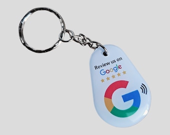Witte NFC-sleutelhanger van Google Review, sleutelhanger, geef je Google-recensies een boost, tik op recensies, witte NFC-sleutelhanger