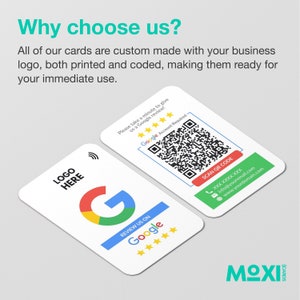 Custom NFC Review Cards, Google review Double sided, PVC Feedback Cards, Custom Business Card, Printed Cards, Calling Business Card image 3