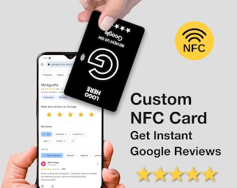 NFC card Google Review Cards, Custom Design, Tap Review Card, Increase Reviews, Personalised Business Card, Printed Cards, Business Card