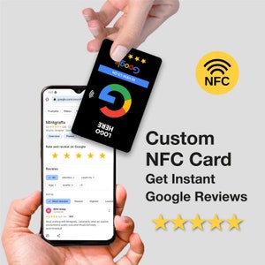 NFC-Karte Google Bewertungskarten, individuelles Design, Bewertungskarte antippen, Bewertungen erhöhen, personalisierte Visitenkarte, gedruckte Karten, Visitenkarte