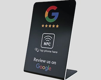 Black Google Review NFC Table Stand, Table Stand, Boost Your Google Reviews in 3 Seconds, Table Display, Black NFC Stand