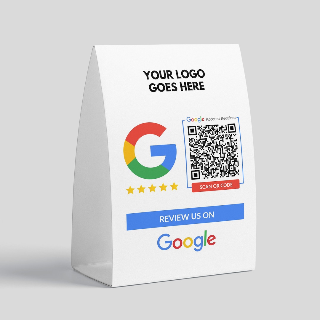 Google Tent Cards Table Review Rating QR Code, Custom Card, Printed