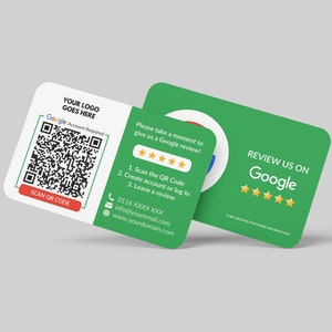Cartão de visita Google Review, logotipo QR Code Design, cartão de visita personalizado, cartões impressos, cantos arredondados, cartões duplos, cartão de visita de feedback imagem 3