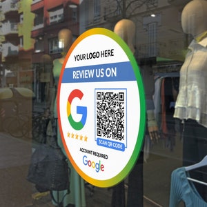 Autocollants de fenêtre, Autocollants Google Review QR Code, Autocollants personnalisés, Autocollants imprimés, Autocollants cercle, Autocollants clients, Autocollants Google