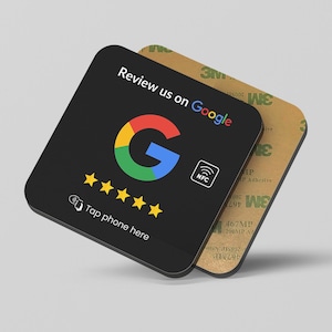 Black Google Review NFC Plate Stand, Table Plate, Boost Your Google Reviews in 3 Seconds, Plate Display, White NFC Plate