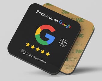 Black Google Review NFC Plate Stand, Table Plate, Boost Your Google Reviews in 3 Seconds, Plate Display, White NFC Plate