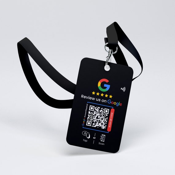 Black NFC Review Cards, Lanyard ID Card, Google Review, PVC