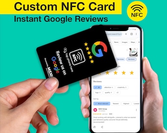 Black NFC Google Review Cards, Single Sided Card, PVC Feedback Cards, Custom Business Card, Printed Cards, Calling Business Card Single