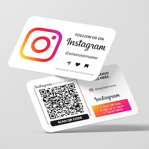 Biglietto da visita Instagram, Follower codice QR, Carte QR Insta, Biglietto da visita personalizzato, Carte stampate, Angoli arrotondati, Facile follower Instagram