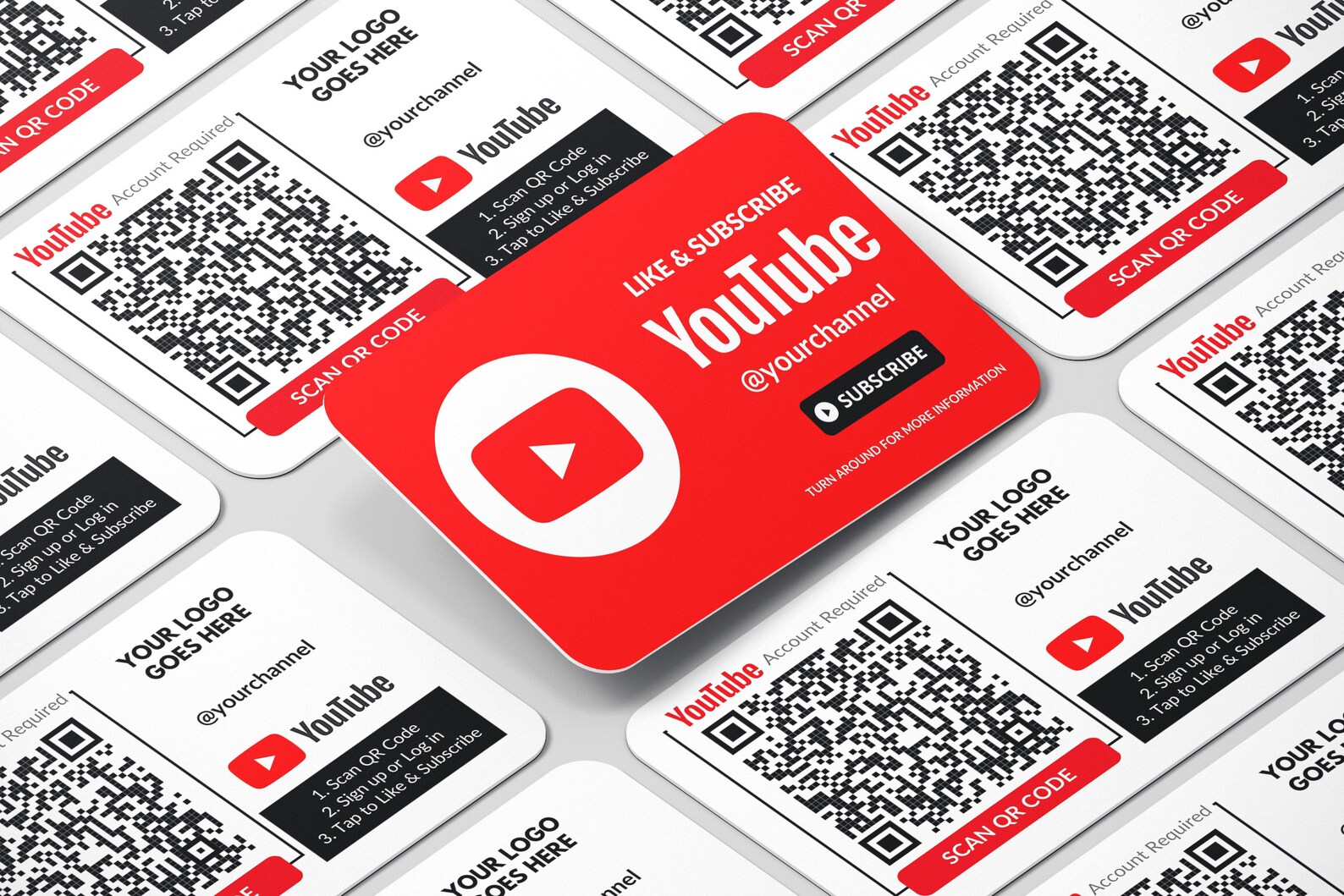 Youtube Business Card Logo QR Code Design Subscribe Cards Etsy