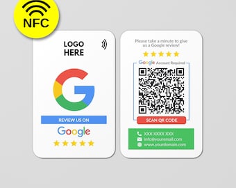 Custom NFC Review Cards, Google review Double sided, PVC Feedback Cards, Custom Business Card, Printed Cards, Calling Business Card