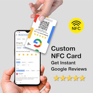 1x NFC Kontaktlose Google Bewertung Karten, Einseitig Karte, PVC Feedback Karten, Benutzerdefinierte Visitenkarte, Gedruckte Karten, Calling Visitenkarte