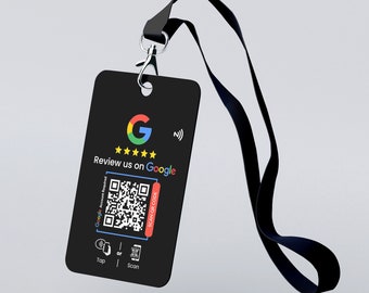 Lanyard NFC Review Cards, Custom ID Card, Google review, PVC Feedback Cards, Custom Business Card, Printed Cards, Calling Business Card