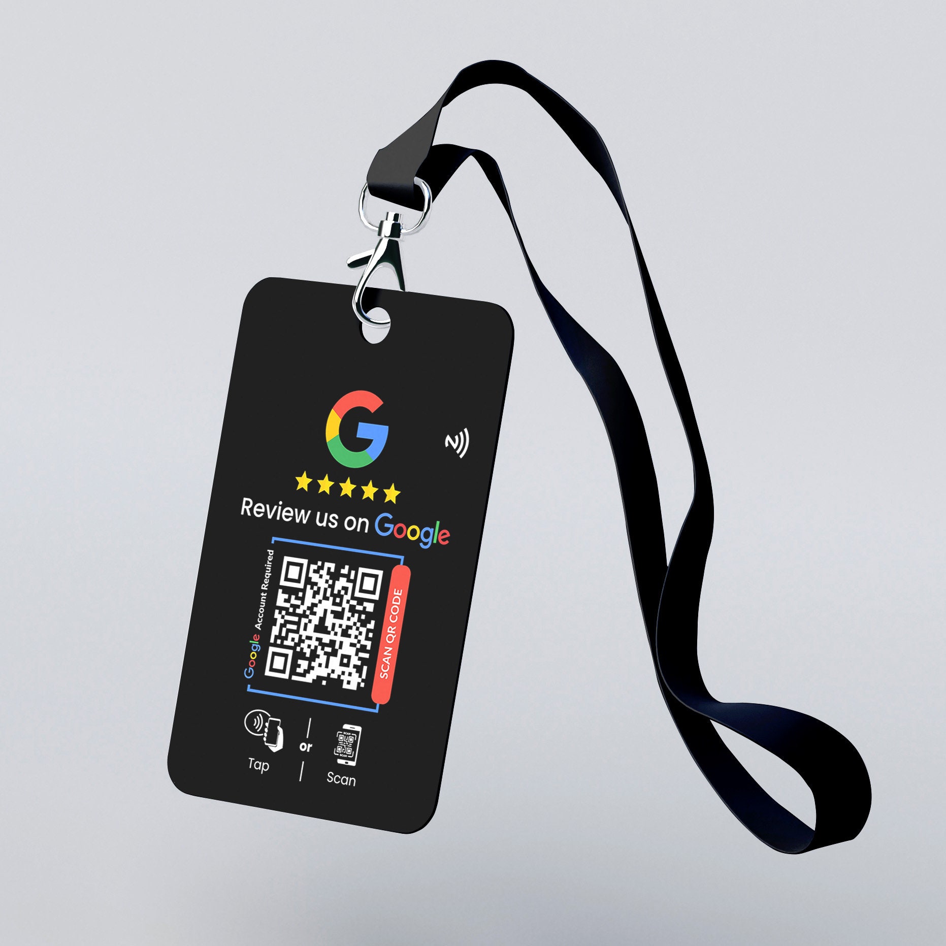 Lanyard NFC Review Cards, Custom ID Card, Google Review, PVC