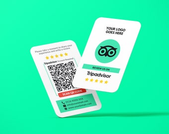 Business Card TripAdvisor Review, Logo QR Code Design, Custom Business Card, Printed Cards, Rounded Corners, Dual Cards, Feedback Cards