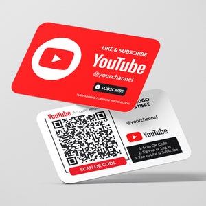 Youtube-Visitenkarte, Logo-QR-Code-Design, Abonnieren-Karten, Wie Karten, Benutzerdefinierte Visitenkarte, Gedruckte Karten, Abgerundete Ecken, Doppelkarten,