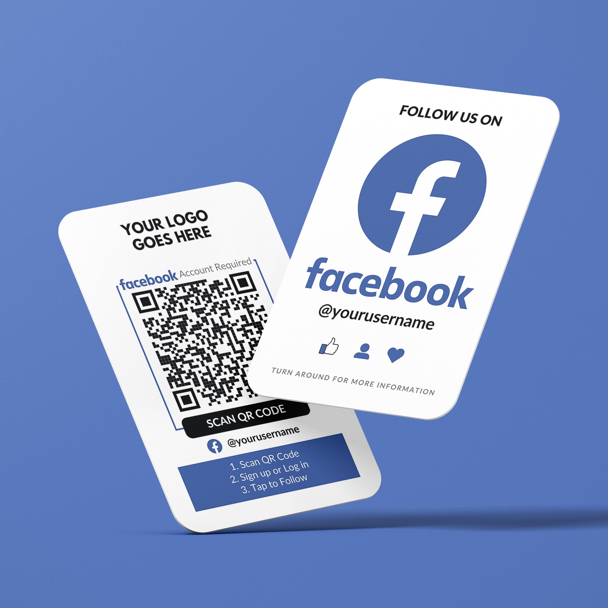 Facebook QR Code Business Card, Facebook Followers, Custom