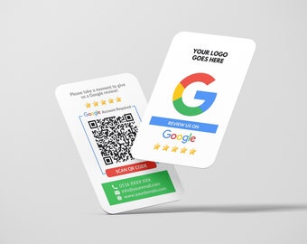 QR Code Google Review Cards, Feedback Cards, Custom Business Card, Printed Cards, Rounded or Square Corners, Calling Business Card