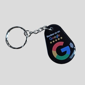 Zwarte NFC-sleutelhanger voor Google Review, sleutelhanger, geef je Google-recensies een boost, Tap Reviews, zwarte NFC-sleutelhanger