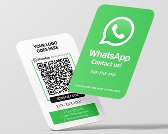 Whatsapp QR Code Business Card, Whatsapp Message, Custom Business Card, Printed Cards, Rounded Corners, Whatsapp Chat, Live Chat, QR Code