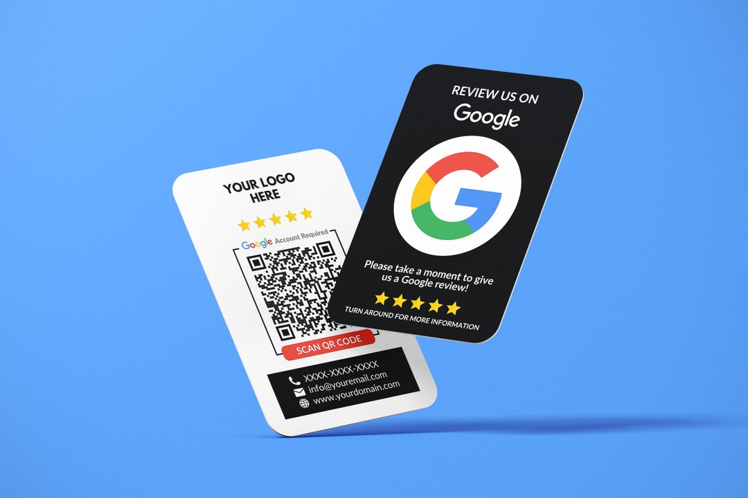 Business Card Google Review, Logo QR Code Design, Custom Business Card, Printed Cards, Rounded