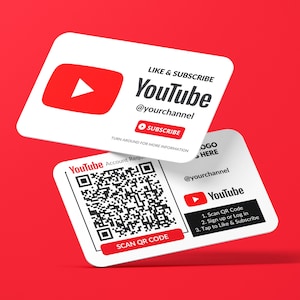 Youtube-Visitenkarte, Logo-QR-Code-Design, Abonnieren-Karten, Wie Karten, Benutzerdefinierte Visitenkarte, Gedruckte Karten, Abgerundete Ecken, Doppelkarten,