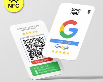 Google Review NFC Cards, Contactless Personalised Design, PVC Feedback Cards, Custom Business Card, Printed Cards, Double Sided