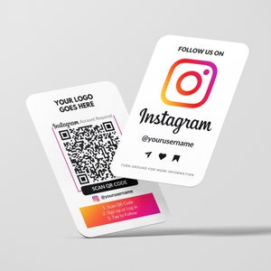 Instagram Visitenkarte, QR-Code-Follower, Insta QR-Karten, benutzerdefinierte Visitenkarte, bedruckte Karten, abgerundete Ecken, einfacher Instagram-Follower