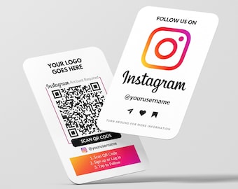 Instagram Business Card, QR Code Followers, Insta QR Cards, Custom Business Card, Printed Cards, Rounded Corners, Easy Instagram Follower