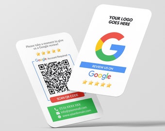 Business Cards with Google Review Rating QR Code, Custom Business Card, Printed Cards, Rounded Corners, Dual Cards , Feedback Business Card