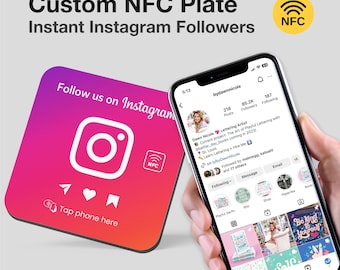 Instagram Follower NFC Plate, Table Plate, Boost Your Instagram Followers in 3 Seconds, Plate Display, White NFC Plate