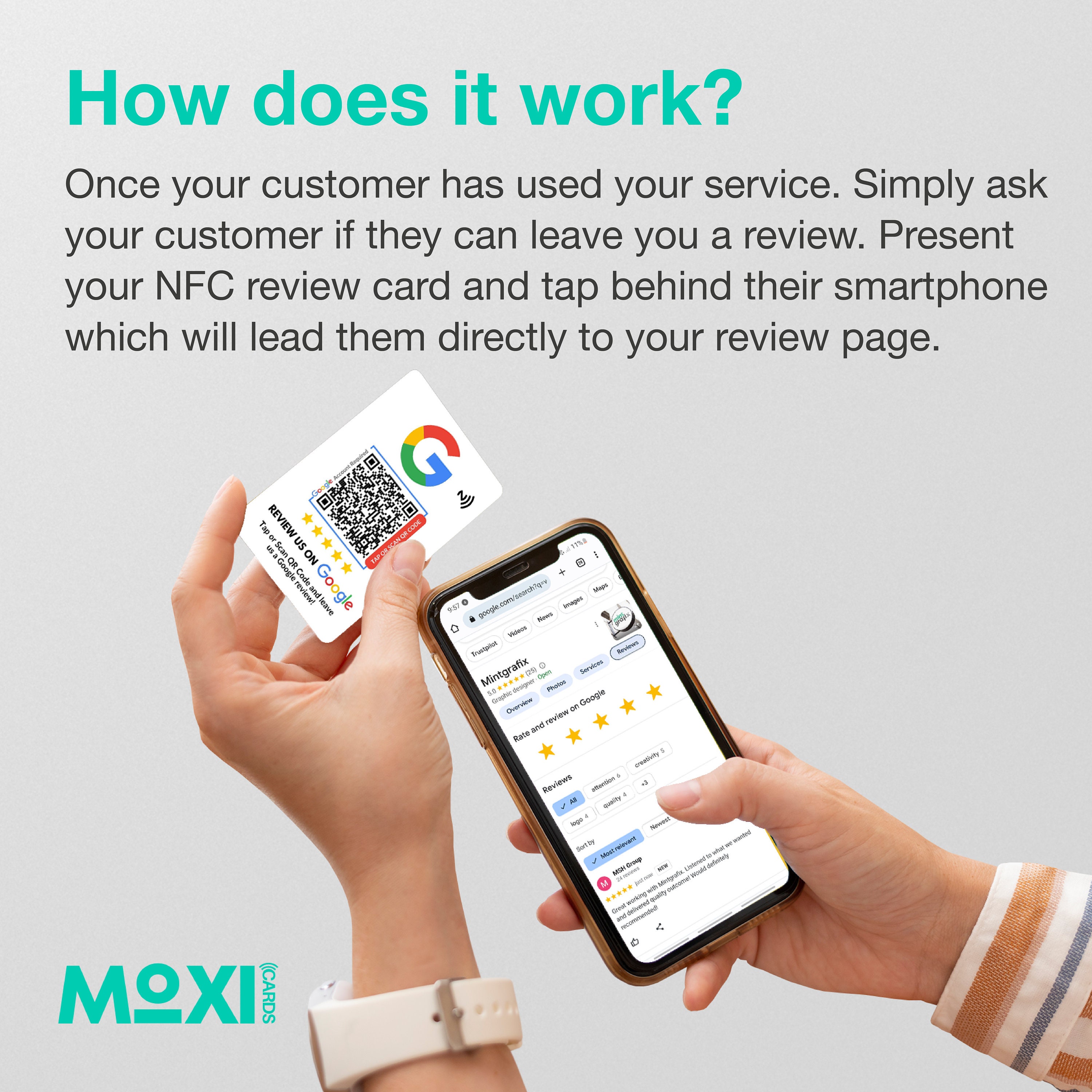 4 NFC Contactless Google Review Cards, Single Sided Card, PVC Feedback ...