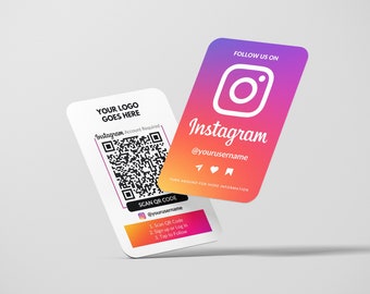 Instagram Business Card, QR Code Followers, Insta QR Cards, Custom Business Card, Printed Cards, Rounded Corners, Easy Instagram Follower